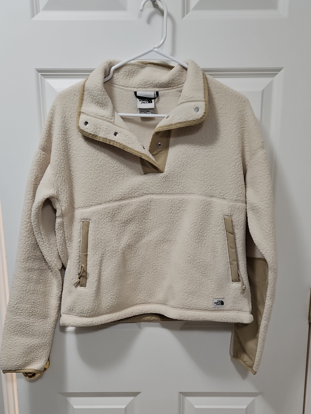 North Face Cragmont 1/4-Snap Fleece Pullover XS  Cream Beige